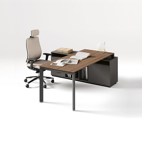 [FURN_1118] Corner Desk Left Sit Light Wood